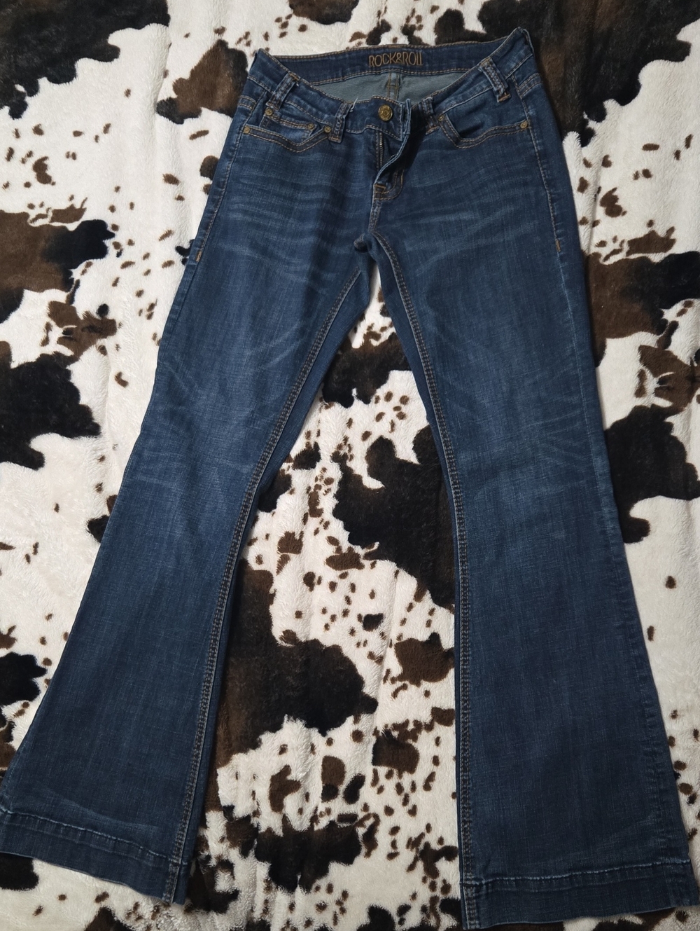 Rock & Roll Cowgirl Dark Blue Flare Jeans